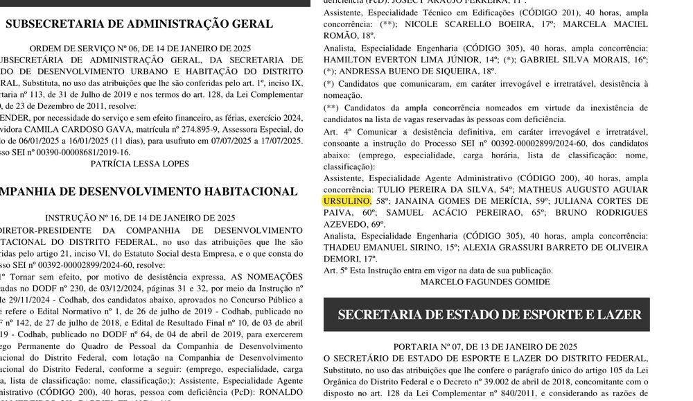 Instrução da CODHAB nomeando em substituição o candidato classificado em 58º lugar