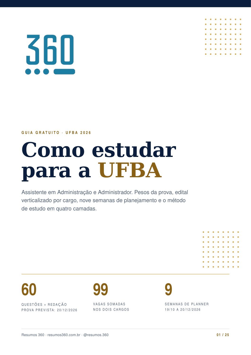 Capa do guia Como estudar para a UFBA, Resumos 360