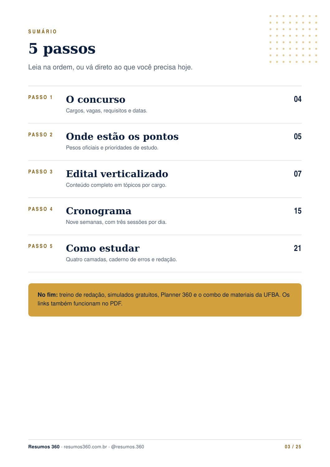 Página 3 do mini guia UFBA. O texto está disponível abaixo.