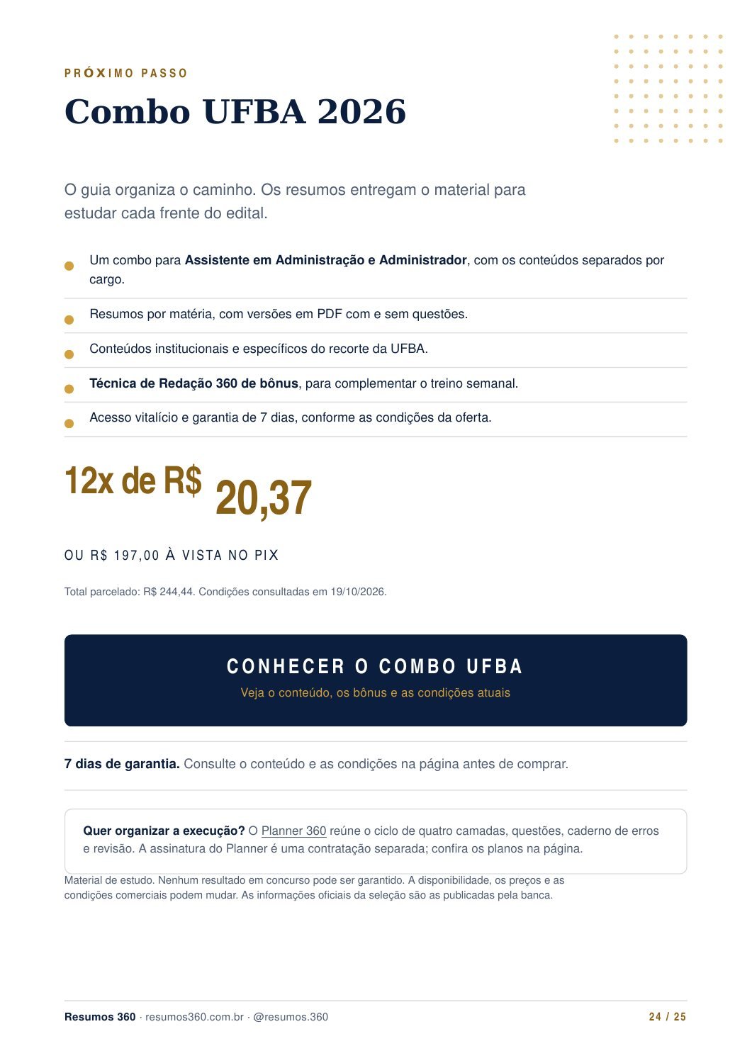 Página 24 do mini guia UFBA. O texto está disponível abaixo.