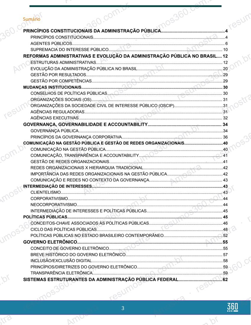 Página do material Resumo Administração Pública