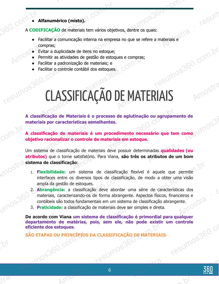 Página do material Resumo de Administração de Materiais