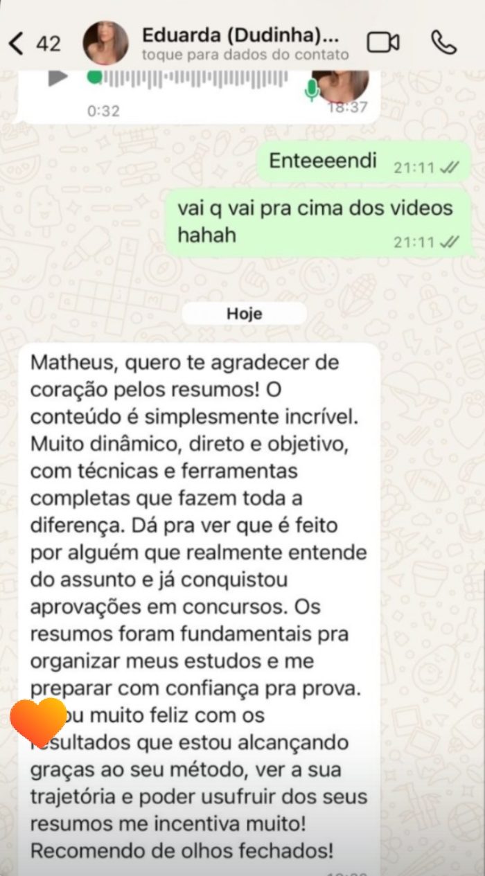 Depoimento completo de Eduarda no WhatsApp