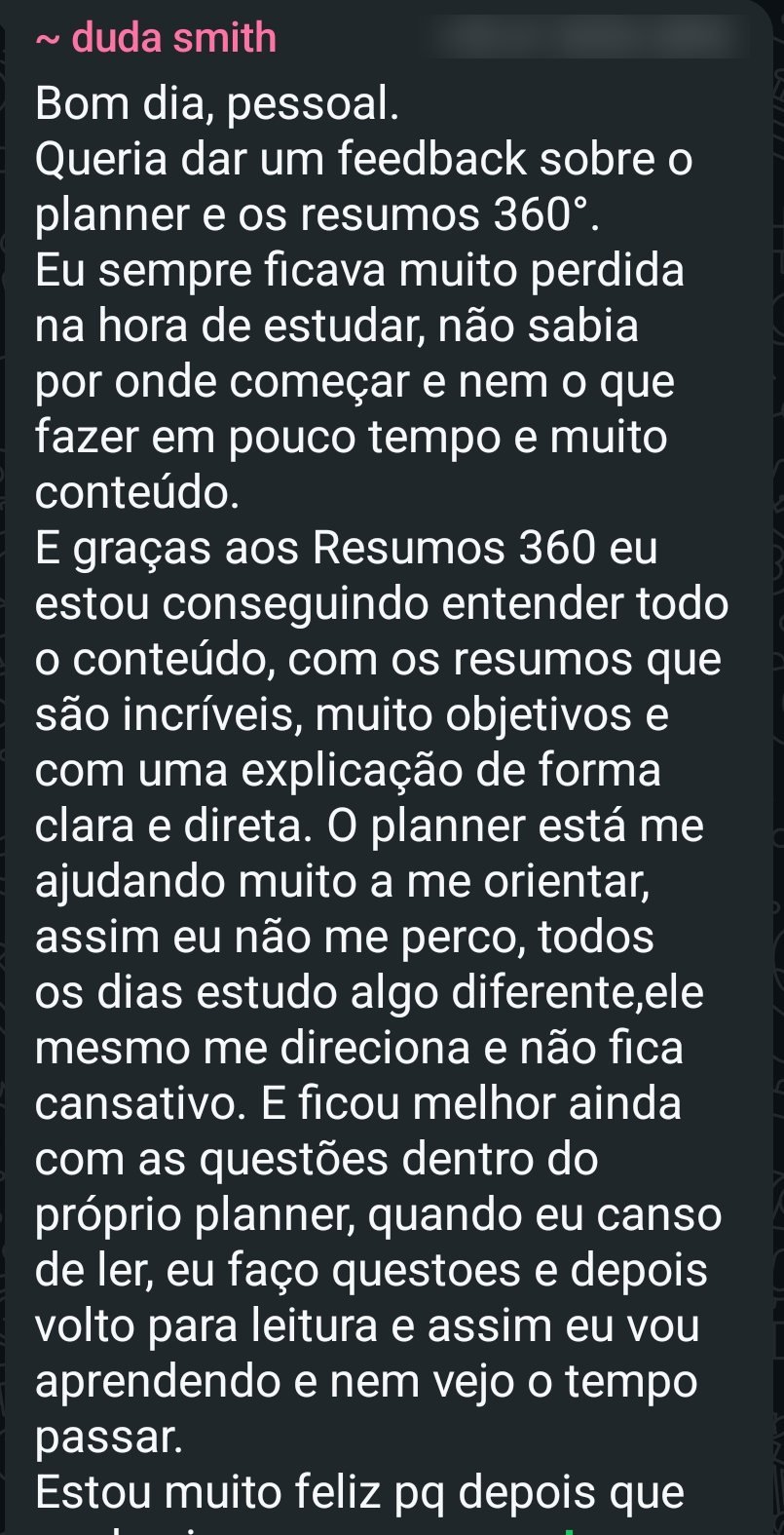 Aluna no grupo de estudos: feedback sobre o planner e os resumos