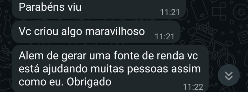 Aluno parabeniza pela plataforma e diz que ela ajuda muitas pessoas