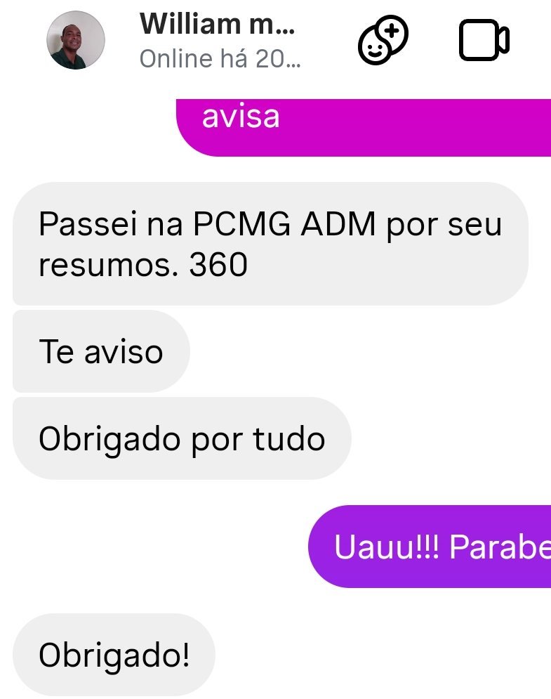 Aluno conta no Instagram que passou na PCMG ADM