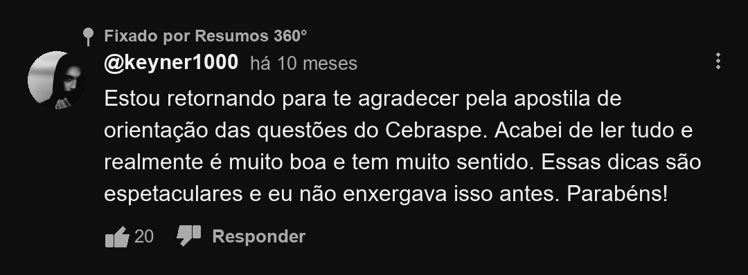 Comentário real de aluno 1